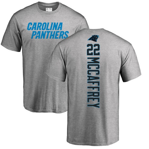 Carolina Panthers Men Ash Christian McCaffrey Backer NFL Football #22 T Shirt->youth nfl jersey->Youth Jersey